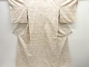 アンティーク　裂取りに遠山樹木模様織出し手織り紬着物